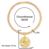 Bling Crystal Dollar Pendant Necklace 56CM Cuban Chain Punk Jewelry