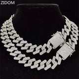 Men Hip Hop Chain Necklace 20mm Cuban Chains Iced Out Bling Hiphop Necklace