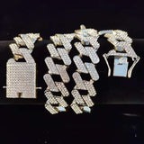 Men Hip Hop Chain Necklace 20mm Cuban Chains Iced Out Bling Hiphop Necklace