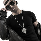 Men Hip Hop Jewelry Knight Head Pendant Iced Out Crystal Charm Necklace Chain