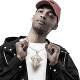 Men Hip Hop Jewelry Knight Head Pendant Iced Out Crystal Charm Necklace Chain