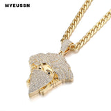 Men Hip Hop Jewelry Knight Head Pendant Iced Out Crystal Charm Necklace Chain
