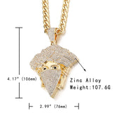 Men Hip Hop Jewelry Knight Head Pendant Iced Out Crystal Charm Necklace Chain