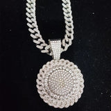 Men Hip hop Iced SunFlower Necklace 13mm Cuban Chain Hiphop Charm
