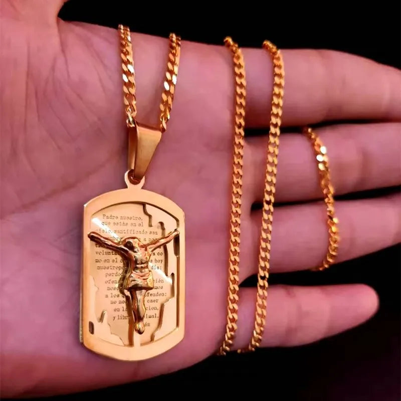 Men Hip hop cross jesus pendant with stainless steel cross bracelet