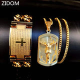 Men Hip hop cross jesus pendant with stainless steel cross bracelet
