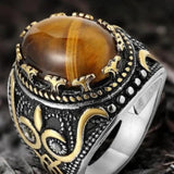 Men Stainless Steel Green/Blue Stone Ring Rock Jewelry Wedding Gift