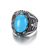 Men Stainless Steel Green/Blue Stone Ring Rock Jewelry Wedding Gift