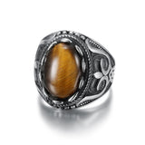 Men Stainless Steel Green/Blue Stone Ring Rock Jewelry Wedding Gift