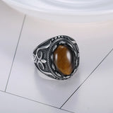 Men Stainless Steel Green/Blue Stone Ring Rock Jewelry Wedding Gift