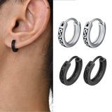 Men Hoop Earrings Gothic Infinity S Texture Huggies Stainless Steel Ear Jewelry