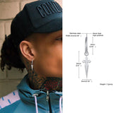 Sword Cross Dangles Earrings, Men's Biker Jewelry