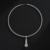 Microphone Pendant Necklace with Rhinestone Cuban Chain