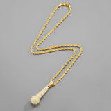 Microphone Pendant Necklace with Rhinestone Cuban Chain