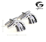 Horse Silver Colour Copper Animal Style Men's Cuff Links