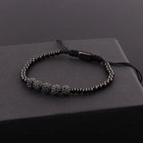 Men Women CZ Pave Ball Charm Macrame Bracelet Stainless Steel Beaded