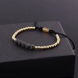 Men Women CZ Pave Ball Charm Macrame Bracelet Stainless Steel Beaded