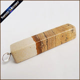Yellow Natural Picture Stone Pendant Necklace for Boys