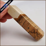 Yellow Natural Picture Stone Pendant Necklace for Boys