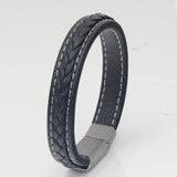 Men's Punk Leather Bracelet Stainless Steel Magnetic Bangle