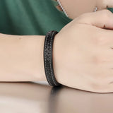 Men's Punk Leather Bracelet Stainless Steel Magnetic Bangle