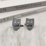 Men Jewelry Shirt Cuff Link Silver Stainless Steel Personality Mask