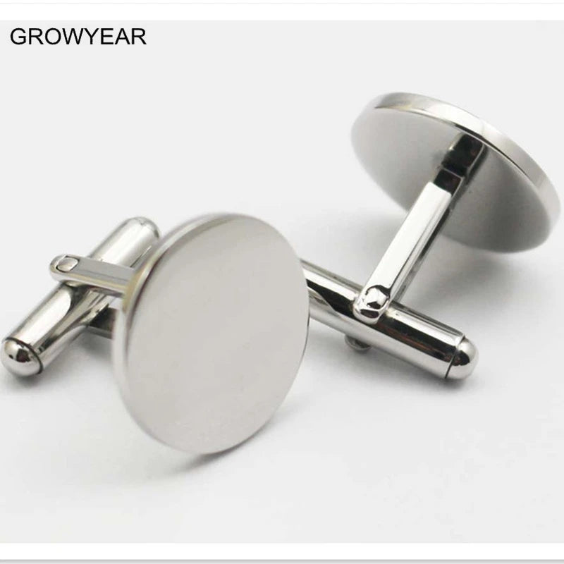 Men's Silver Stainless Steel Cufflinks - Custom Logo Engraved