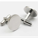 Men's Silver Stainless Steel Cufflinks - Custom Logo Engraved