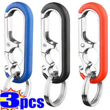 Men Keychain Hook Stainless Steel Buckle Carabiner Climbing Tool Double Ring