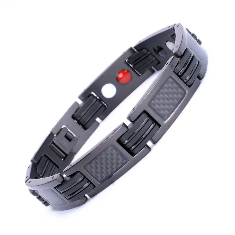 Men Magnetic Bracelet Stainless Steel Bangle Carbon Fiber Wrist Band
