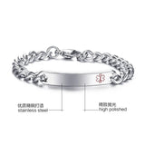 Men's Stainless Steel Medical Alert ID Bracelet
