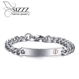 Men's Stainless Steel Medical Alert ID Bracelet