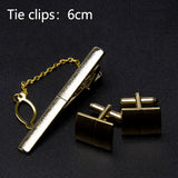Men Metal Tie Clips Cufflinks Set Tie Accessories Classy Cuff Carving Cufflink