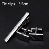Men Metal Tie Clips Cufflinks Set Tie Accessories Classy Cuff Carving Cufflink