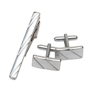 Men Metal Tie Clips Cufflinks Set Tie Accessories Classy Cuff Carving Cufflink