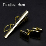 Men Metal Tie Clips Cufflinks Set Tie Accessories Classy Cuff Carving Cufflink