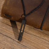 Men Geometric Bar Necklace, Stainless Steel Hollow Pendant Collar