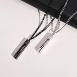 Men Geometric Bar Necklace, Stainless Steel Hollow Pendant Collar