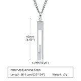 Men Geometric Bar Necklace, Stainless Steel Hollow Pendant Collar