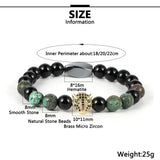 Men Tiger Eye Beads Bracelets with Micro-Zircon Leopard Head Charm
