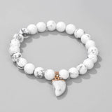 Men Stone Charm Beads Bracelet Amethyst Quartz Pendant Stretch Jewelry