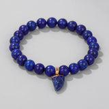 Men Stone Charm Beads Bracelet Amethyst Quartz Pendant Stretch Jewelry