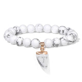 Men Stone Charm Beads Bracelet Amethyst Quartz Pendant Stretch Jewelry
