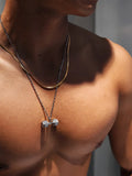 Men's Stainless Steel Blade Chain Punk Choker Necklace