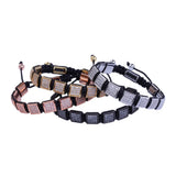 Men's Braiding Bracelet with CZ Punk Adjustable Top