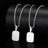 Men Ornaments Square Zircon Gemstone Necklace Pendant