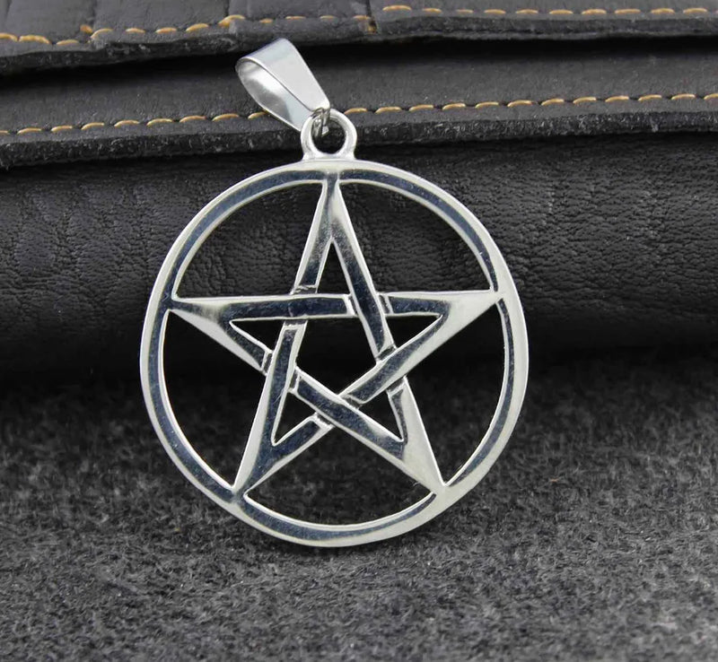 Men Pagan Wicca Inverted Star Pentagram Stainless Steel Pendant Jewelry