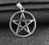 Men Pagan Wicca Inverted Star Pentagram Stainless Steel Pendant Jewelry