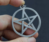 Men Pagan Wicca Inverted Star Pentagram Stainless Steel Pendant Jewelry