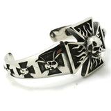 Men's Stainless Steel Biker Bracelet Cross Flame Skeleton Design